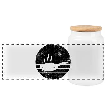 frying pan - Panoramic Cookie Jar with Wooden Lid - white - Front