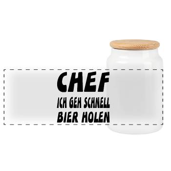 Chef - Panorama Keksdose mit Holzdeckel - Weiß - Vorne