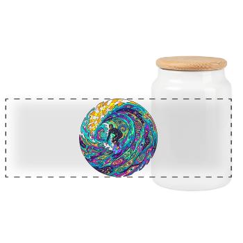 Psychedelische Surfwelle - Panorama Keksdose mit Holzdeckel - Weiß - Vorne
