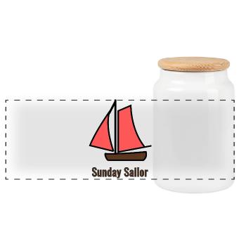 Sunday Sailor - Roter Gaffelsegler - Panorama Keksdose mit Holzdeckel - Weiß - Vorne