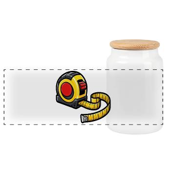Mètre ruban bricolage outil - Boîte à biscuits avec couvercle en bois - blanc - Devant