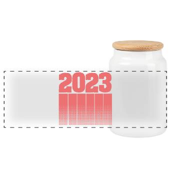 Birthday 2023 - Panoramic Cookie Jar with Wooden Lid - white - Front