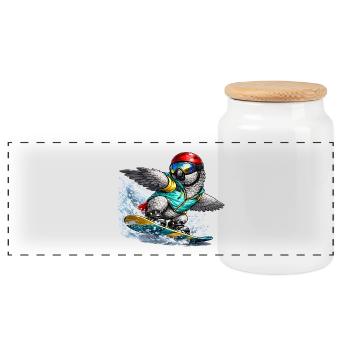 Snowboard perroquet gris d’Afrique - Boîte à biscuits avec couvercle en bois - blanc - Devant