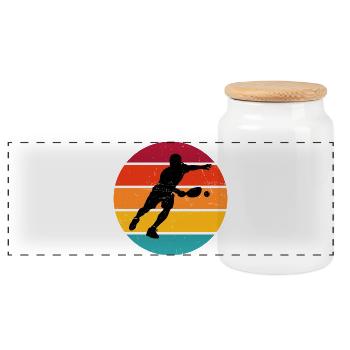 Pickleball trainer for pickleball players Fans - Panoramic Cookie Jar with Wooden Lid - white - Front