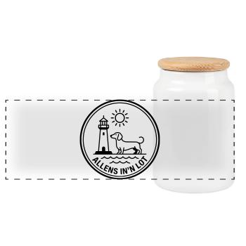 Tout ce qui concerne le Lot, Teckel, Dog, Côte, Mer du Nord, Mer Baltique - Boîte à biscuits avec couvercle en bois - blanc - Devant