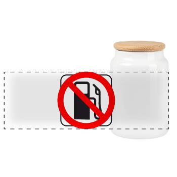 STOP Prix des réservoirs Essence, Diesel, Station-service - Boîte à biscuits avec couvercle en bois - blanc - Devant