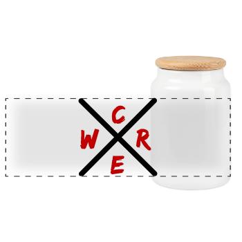 Crew Brush Red Wordmark - Panoramic Cookie Jar with Wooden Lid - white - Front