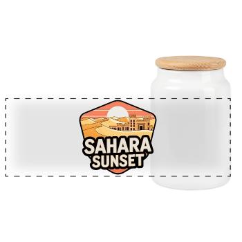 Sahara Sunset Castle - Panoramic Cookie Jar with Wooden Lid - white - Front