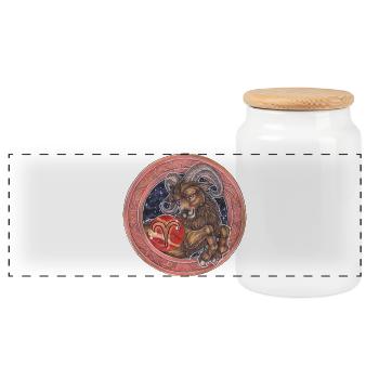 Zodiac Sign Sternzeichen Widder Aries Geschenk - Panorama Keksdose mit Holzdeckel - Weiß - Vorne
