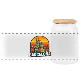 Barcelona Skyline Retro Sunset Sagrada Familia - Boîte à biscuits avec couvercle en bois - blanc - Devant