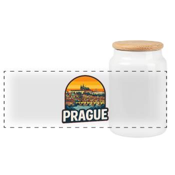 Prague Skyline Rétro Sunset Vintage Design - Boîte à biscuits avec couvercle en bois - blanc - Devant