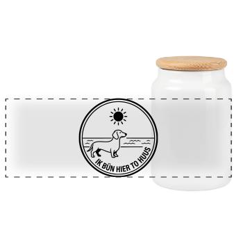 North German Homeland Northern Germany to huus - Panoramic Cookie Jar with Wooden Lid - white - Front