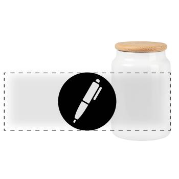 Pen, ballpoint pen - Panoramic Cookie Jar with Wooden Lid - white - Front