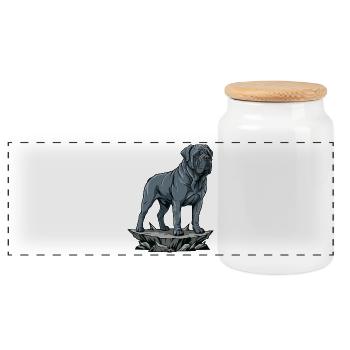Neapolitanischer Mastiffhund auf dem Rock Blue Portrait - Panorama Keksdose mit Holzdeckel - Weiß - Vorne