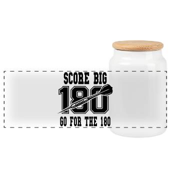 Score Big Go For The 180 Darts Sport - Panoramic Cookie Jar with Wooden Lid - white - Front
