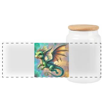 dragon - Boîte à biscuits avec couvercle en bois - blanc - Devant