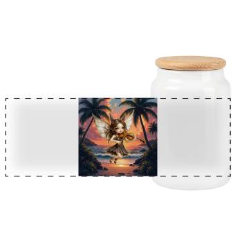 La Fée Violoniste au Coucher de Soleil Tropical - Boîte à biscuits avec couvercle en bois - blanc - Devant