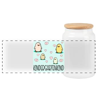 Kindergartenkind Küken Kleinkinder - Panorama Keksdose mit Holzdeckel - Weiß - Vorne