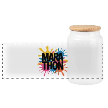 Color Splash Marathon - Panoramic Cookie Jar with Wooden Lid - white - Front