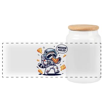 Kosmischer Waschbär-Pizza - Panorama Keksdose mit Holzdeckel - Weiß - Vorne