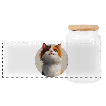 süße Katze - Panorama Keksdose mit Holzdeckel - Weiß - Vorne