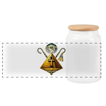 Pyramide Ankh et Œil d'Horus Doré - Boîte à biscuits avec couvercle en bois - blanc - Devant