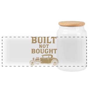 Built Not Bought – Hot Rod Vintage Werkstatt - Panorama Keksdose mit Holzdeckel - Weiß - Vorne