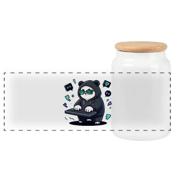 Panda Hacker en Hoodie Neon - Boîte à biscuits avec couvercle en bois - blanc - Devant