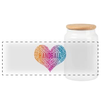 Coeur de Handball - Boîte à biscuits avec couvercle en bois - blanc - Devant