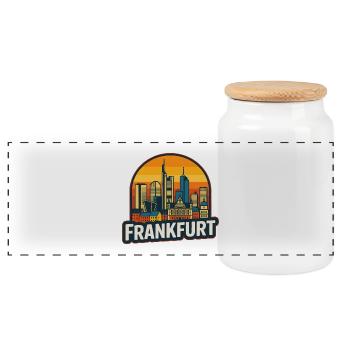 Frankfurt Germany Skyline Retro Sunset Vintage - Panorama Keksdose mit Holzdeckel - Weiß - Vorne