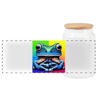 Frosch - Panorama Keksdose mit Holzdeckel - Weiß - Vorne