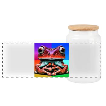 Frosch - Panorama Keksdose mit Holzdeckel - Weiß - Vorne