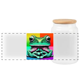 grenouille - Boîte à biscuits avec couvercle en bois - blanc - Devant
