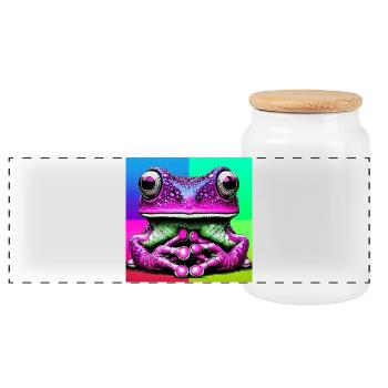 Frosch - Panorama Keksdose mit Holzdeckel - Weiß - Vorne