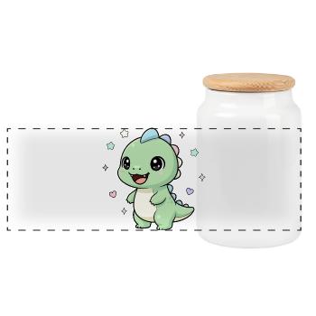 Magie des étoiles de dinosaure pastel - Boîte à biscuits avec couvercle en bois - blanc - Devant