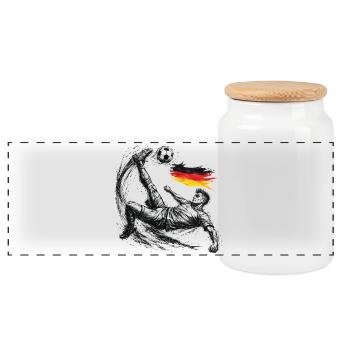 Football overhead kick Germany Style - Panoramic Cookie Jar with Wooden Lid - white - Front