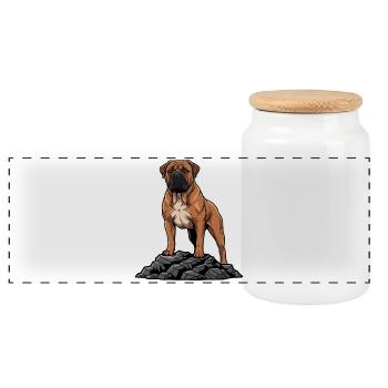 Chien Boerboel Portrait Fauve Masque Noir - Boîte à biscuits avec couvercle en bois - blanc - Devant