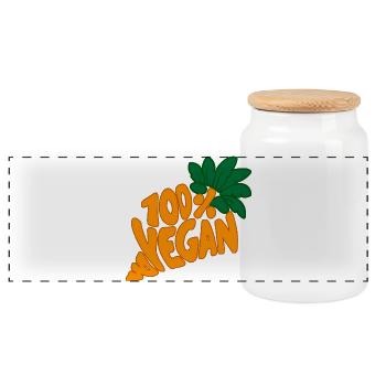 Nutrition alimentaire 100 % vegan Drôle - Boîte à biscuits avec couvercle en bois - blanc - Devant