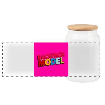 Rucksackmodell Neon-Text - Panorama Keksdose mit Holzdeckel - Weiß - Vorne
