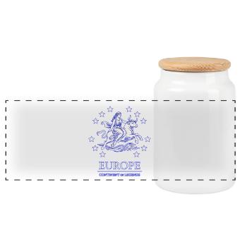 Europa Bull Épique – Légendes d’Europe - Boîte à biscuits avec couvercle en bois - blanc - Devant