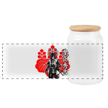 Toyotomi Hieyoshi, un grand unificateur du Japon - Boîte à biscuits avec couvercle en bois - blanc - Devant