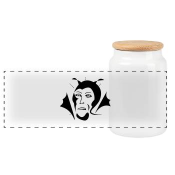 Devil / Teufel - Panoramic Cookie Jar with Wooden Lid - white - Front