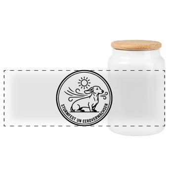 Insigne teckel à l’épreuve des tempêtes - Boîte à biscuits avec couvercle en bois - blanc - Devant