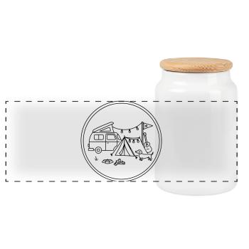 Festival Camping Outdoor Adventure - Panorama Keksdose mit Holzdeckel - Weiß - Vorne