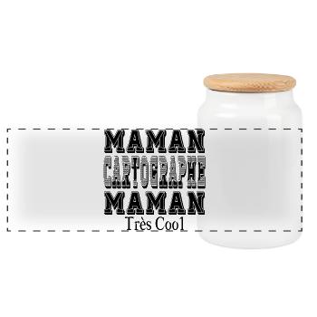 Maman Cartographe Maman Très Cool - Boîte à biscuits avec couvercle en bois - blanc - Devant