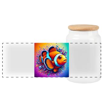 Clownfisch - Panorama Keksdose mit Holzdeckel - Weiß - Vorne