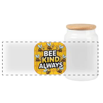 Bee Kind Always - Panoramic Cookie Jar with Wooden Lid - white - Front