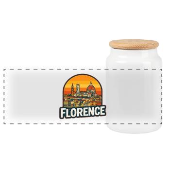 Florence, Italie, Art rétro de la silhouette du coucher de soleil - Boîte à biscuits avec couvercle en bois - blanc - Devant