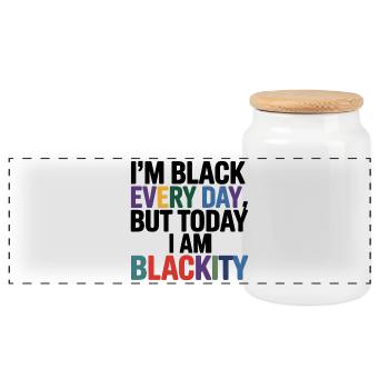 Im Black Everyday Blackity - Panoramic Cookie Jar with Wooden Lid - white - Front