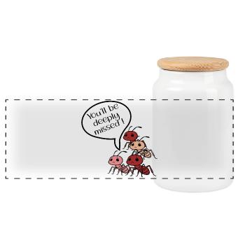 Adieu collègues Fourmis - Boîte à biscuits avec couvercle en bois - blanc - Devant